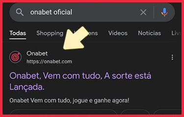 Abra o site da Onabet